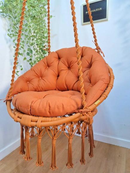 Cadeira Suspensa em Macrame com Almofadas Impermeáveis  balanço