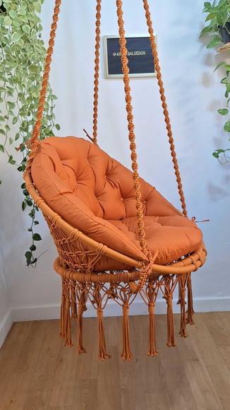 Cadeira Suspensa em Macrame com Almofadas Impermeáveis  balanço