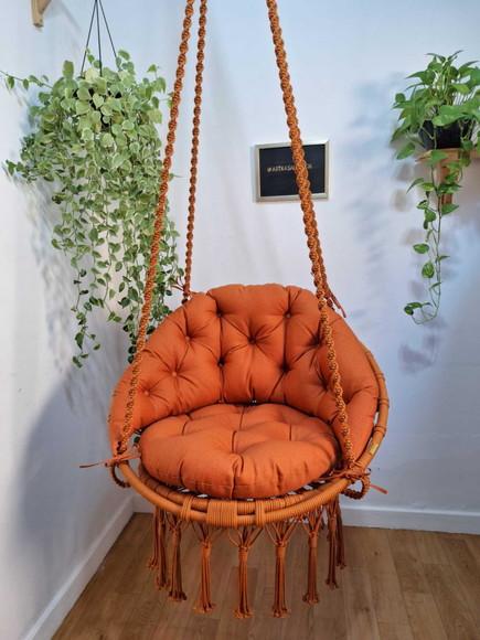 Cadeira Suspensa em Macrame com Almofadas Impermeáveis  balanço