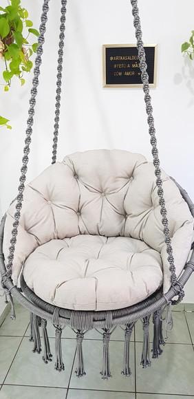 Cadeira Suspensa em Macrame com Almofadas Impermeáveis