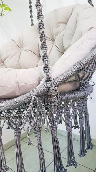Cadeira Suspensa em Macrame com Almofadas Impermeáveis