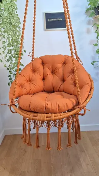 Cadeira Suspensa em Macrame com Almofadas Impermeáveis  balanço