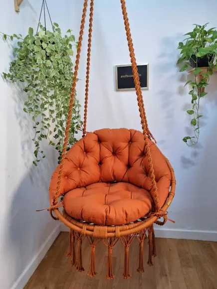 Cadeira Suspensa em Macrame com Almofadas Impermeáveis