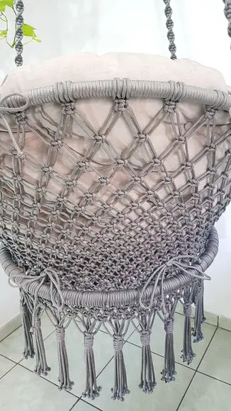 Cadeira Suspensa em Macrame com Almofadas Impermeáveis