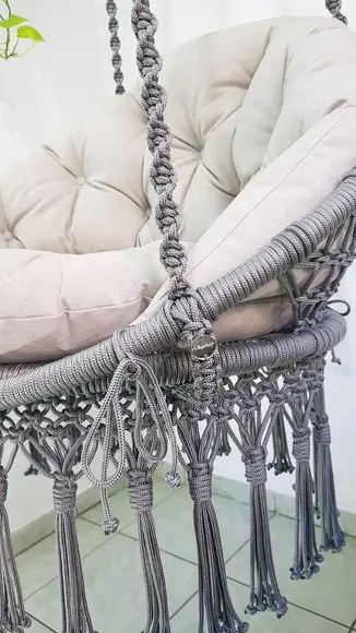 Cadeira Suspensa em Macrame com Almofadas Impermeáveis