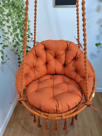 Cadeira Suspensa em Macrame com Almofadas Impermeáveis  balanço