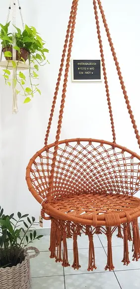 Cadeira Suspensa em Macrame Feita em Corda Náutica