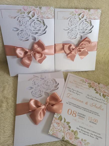 Arquivo Corte Convite Casamento Floral Rose + Kit