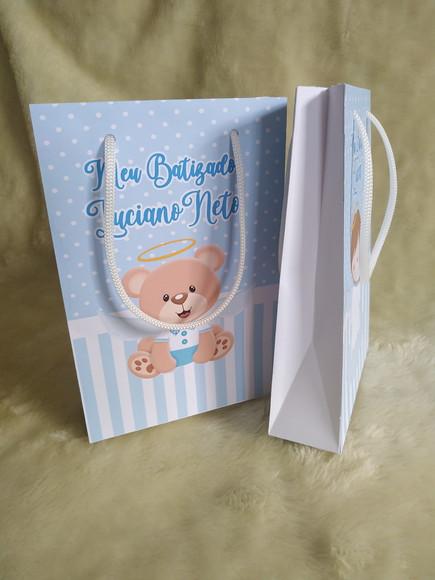 Arquivo de Corte Sacolinha Batizado Anjo e Urso Azul