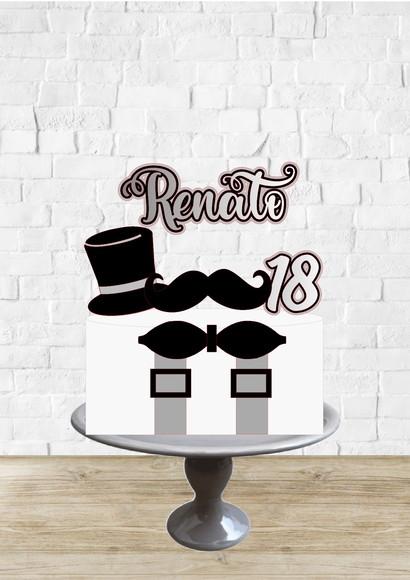 Arquivo de Corte Topo 18 Anos Bigode Chapeu e Gravata