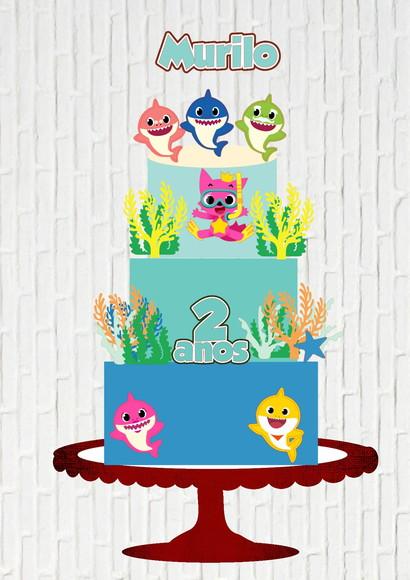 Arquivo de Corte Topo Baby Shark 3 Andares