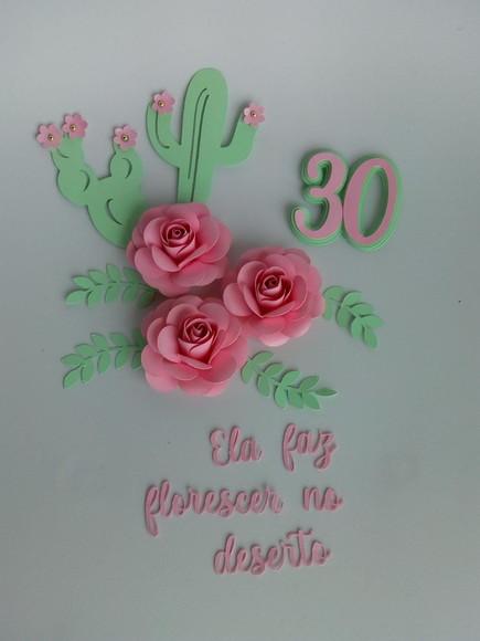 Arquivo de Corte Topo Cactos Verdes e Rosas Camadas