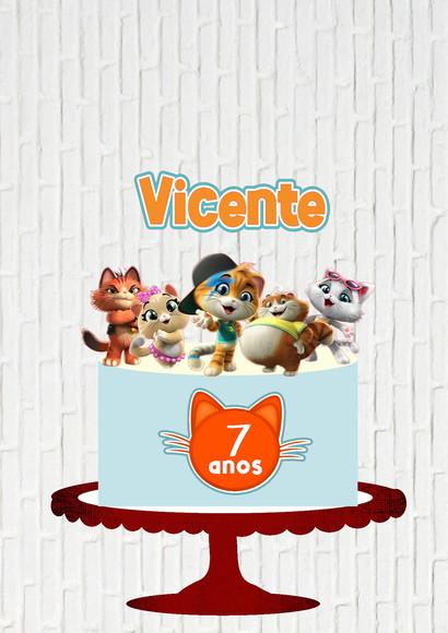 Arquivo de Corte Topo de Bolo 44 Gatos