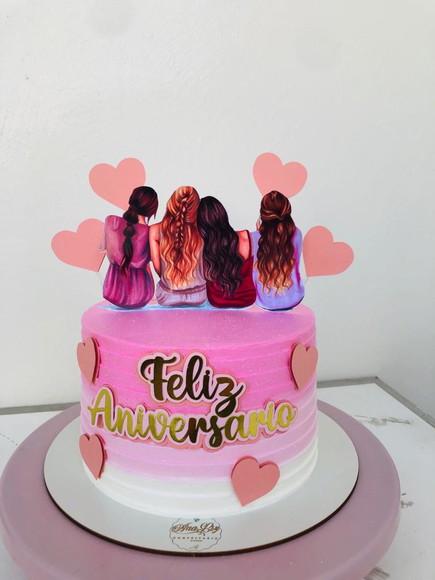 Arquivo de Corte Topo de Bolo Amigas Feliz Aniversario