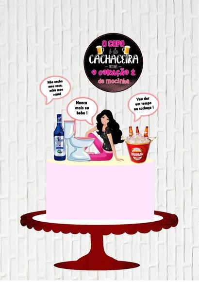 Arquivo de Corte Topo de Bolo Barbie Morena Cachaceira