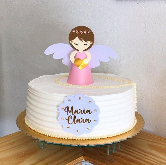 Arquivo de Corte Topo de Bolo Batizado Anjo 3d