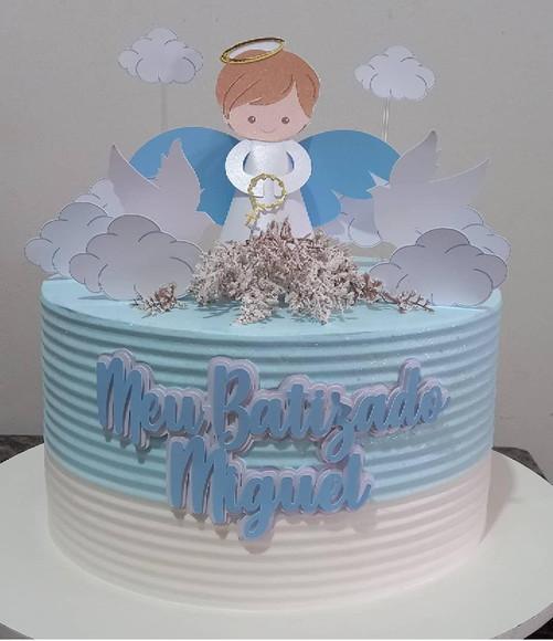 Arquivo de Corte Topo de Bolo Batizado Anjo Azul 3d