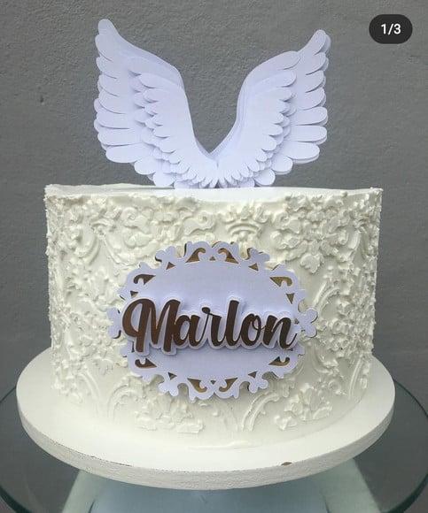 Arquivo de Corte Topo de Bolo Batizado Asas de Anjo