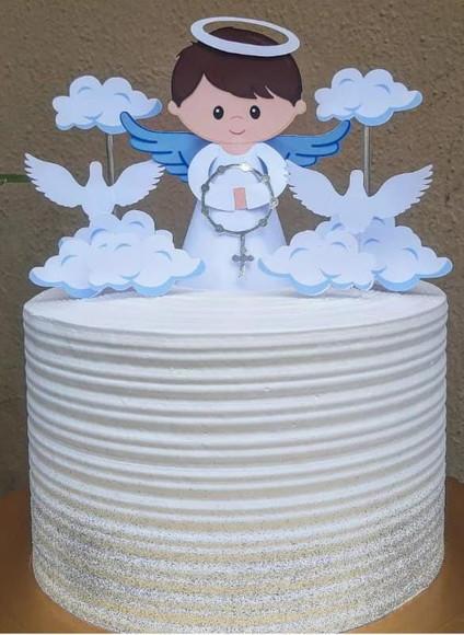 Arquivo De Corte Topo De Bolo Batizado Anjo Moreno 3d