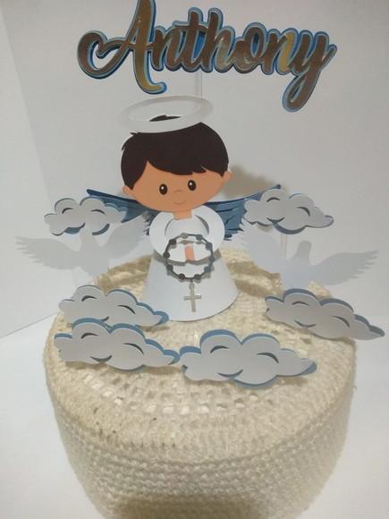 Arquivo De Corte Topo De Bolo Batizado Anjo Moreno 3d