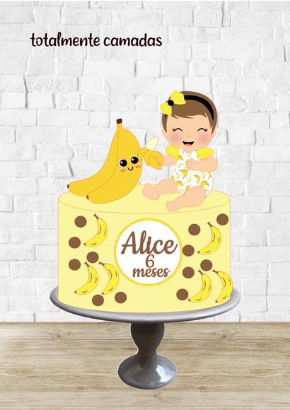 Arquivo de Corte Topo de Bolo Bebe Banana