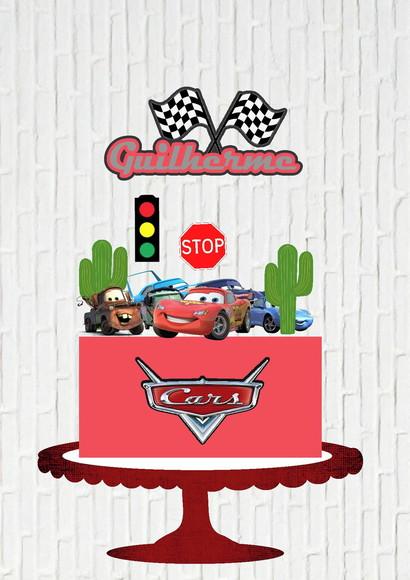 Arquivo de Corte Topo de Bolo Carros Mcqueen Cactos