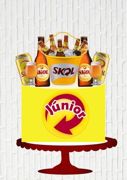 Arquivo de Corte Topo de Bolo Cerveja Skol Balde