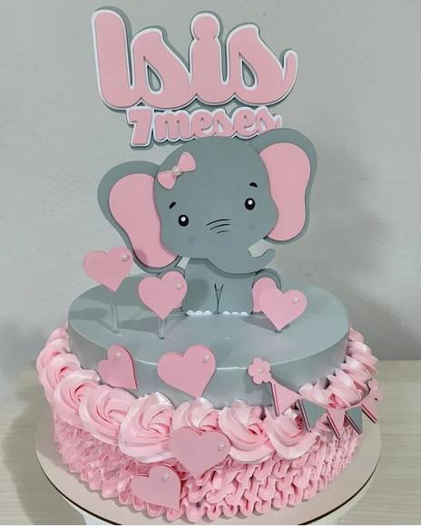 Arquivo de Corte Topo de Bolo Elefantinha Rosa