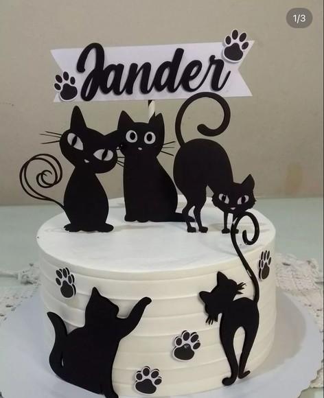 Arquivo de Corte Topo de Bolo Gatinhos Pretos Camadas