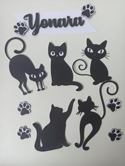 Arquivo de Corte Topo de Bolo Gatinhos Pretos Camadas
