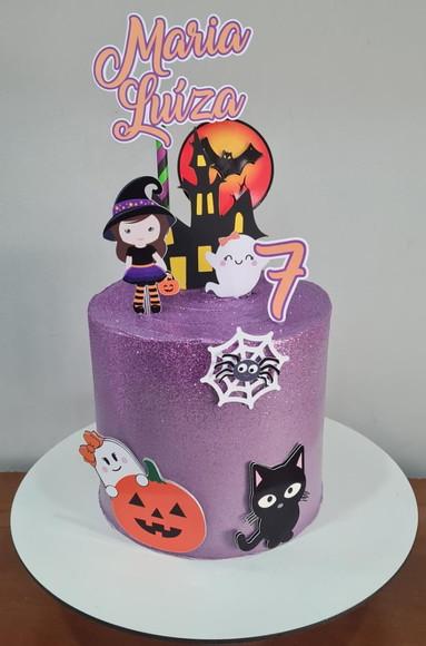 Arquivo de Corte Topo de Bolo Halloween Bruxinha Roxa
