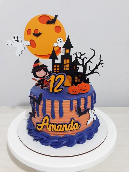 Arquivo de Corte Topo de Bolo Halloween Bruxinha Morena