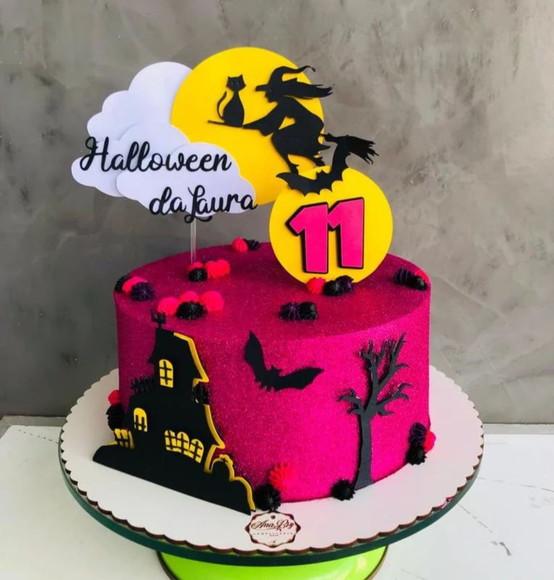 Arquivo de Corte Topo de Bolo Halloween Pink