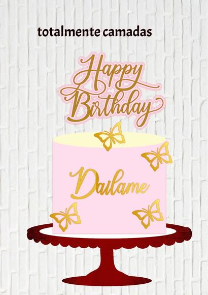Arquivo de Corte Topo de Bolo Happy Birthday Glifos