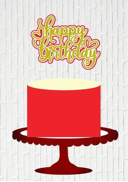 Arquivo de Corte Topo de Bolo Happy Birthday Corações