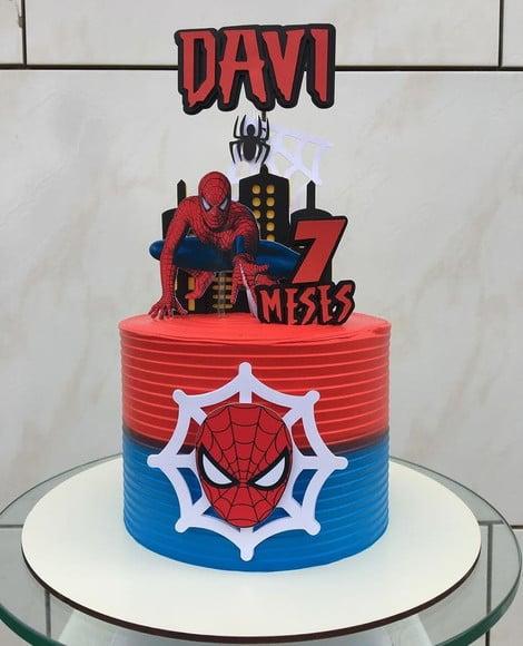 Arquivo de Corte Topo de Bolo Homem Aranha Rosto e Teia