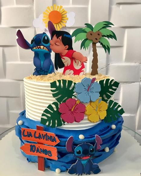 Arquivo de Corte Topo de Bolo Lilo e Stitch Flores