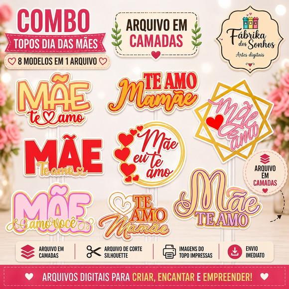 Arquivo de Corte Topo de Bolo Mãe Te Amo