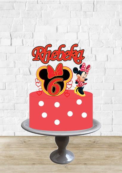 Arquivo de Corte Topo de Bolo Minnie Cabeça Corações