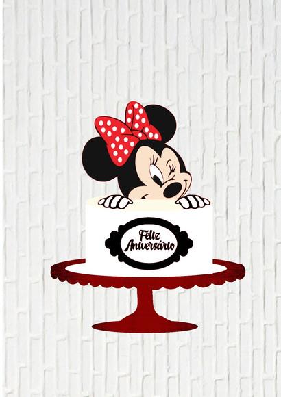 Arquivo de Corte Topo de Bolo Minnie Piscando Camadas
