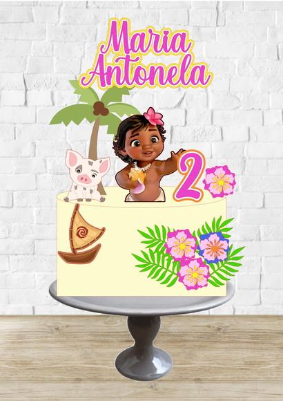 Arquivo de Corte Topo de Bolo Moana Baby Flores