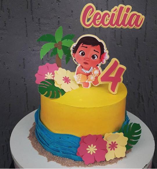 Arquivo de Corte Topo de Bolo Moana Baby Flores