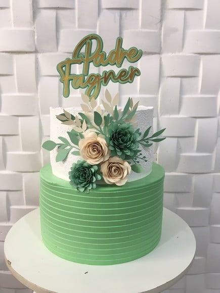 Arquivo de Corte Topo de Bolo Padre com Flores