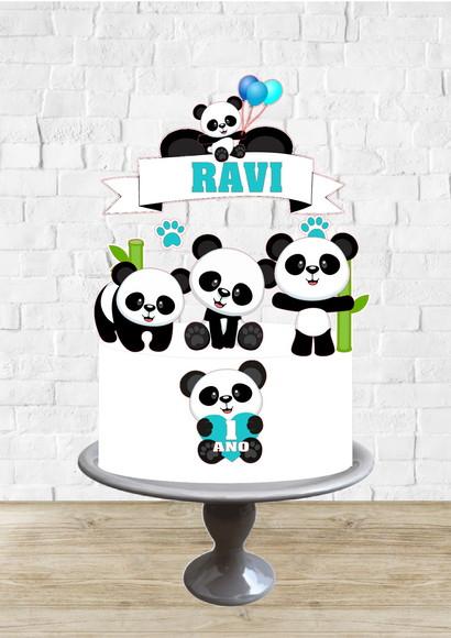 Arquivo de Corte Topo de Bolo Pandas Menino