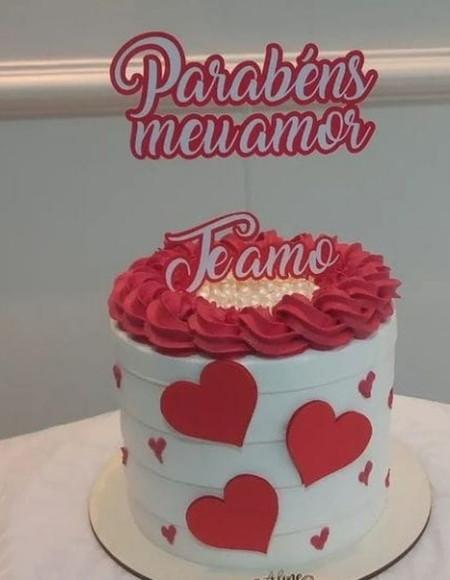 Arquivo de Corte Topo de Bolo Parabéns Meu Amor Corações
