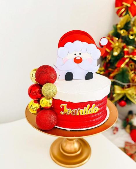 Arquivo de Corte Topo de Bolo Rosto Papai Noel Camadas