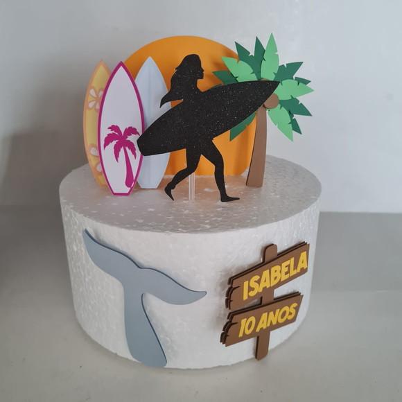Arquivo de Corte Topo de Bolo Surfista Praia