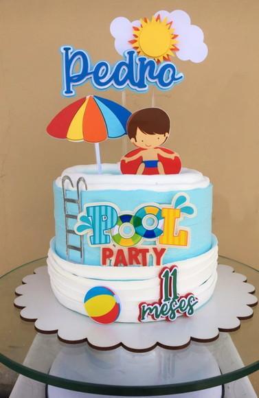 Arquivo de Corte Topo de Bolo Topo Pool Party Menino