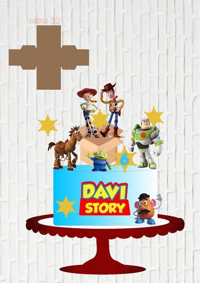 Arquivo de Corte Topo de Bolo Toy Story Caixa 3d