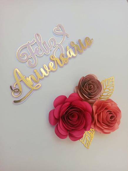 Arquivo de Corte Topo Feliz Aniversario Rosas